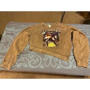 Yellow Cabbage Crop Sweatshirt S Reckless Graphic Mineral Wash Cropped Crewneck